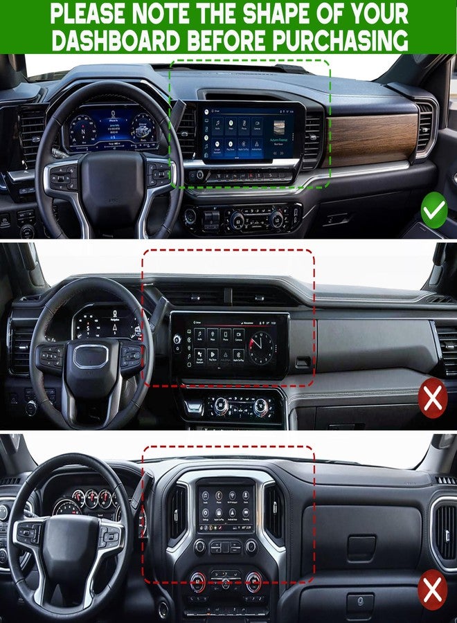 SENSHINE Dash Cover for 2022-2024 2025 2026 Chevy Chevrolet Silverado/GMC Sierra 2500HD 3500HD Accessories with HUD Dashboard Cover Mat Center Console Sunshield Carpet Protector Pad (Only fits 13.4 in Screen) - Image 2